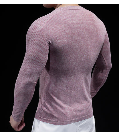 Men’s Seamless Jacquard Quick-Dry Long Sleeve Training Shirt