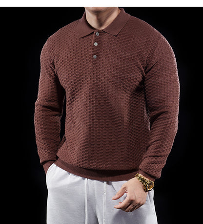 Men’s Long Sleeve Knit Polo Sweater