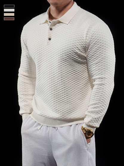 Men’s Long Sleeve Knit Polo Sweater