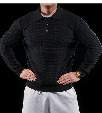 Men’s Long Sleeve Knit Polo Sweater