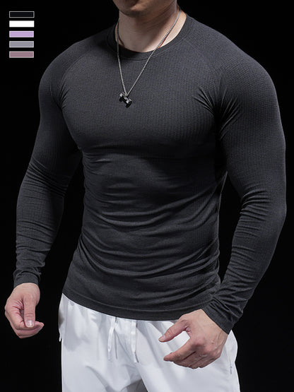 Men’s Seamless Jacquard Quick-Dry Long Sleeve Training Shirt
