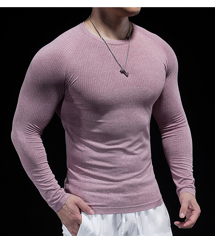 Men’s Seamless Jacquard Quick-Dry Long Sleeve Training Shirt