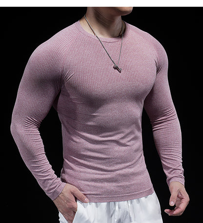 Men’s Seamless Jacquard Quick-Dry Long Sleeve Training Shirt