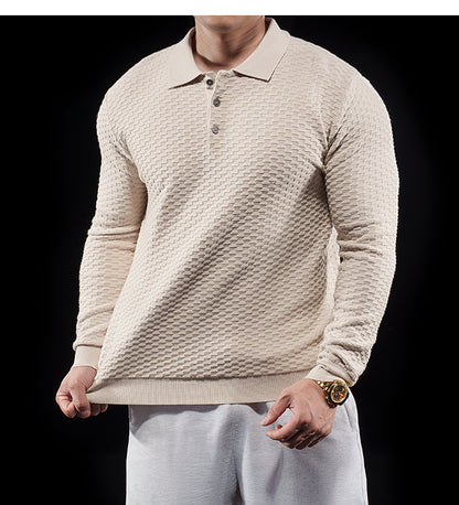 Men’s Long Sleeve Knit Polo Sweater