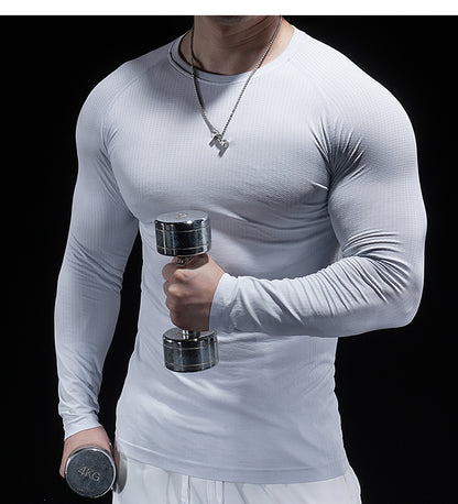 Men’s Seamless Jacquard Quick-Dry Long Sleeve Training Shirt