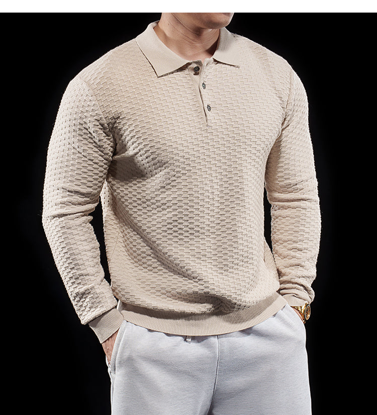 Men’s Long Sleeve Knit Polo Sweater