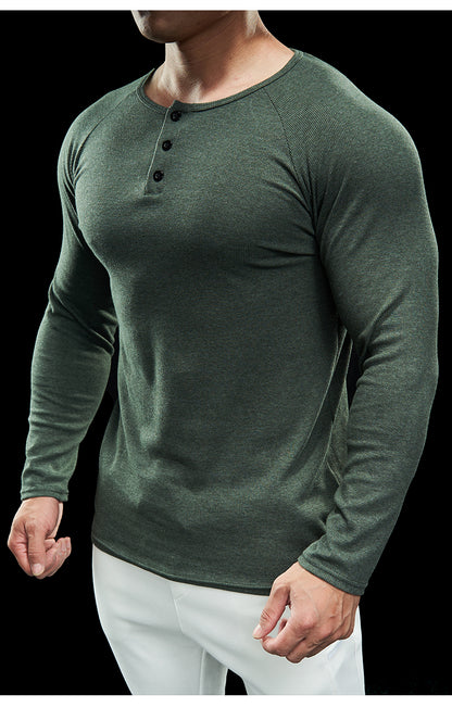 Men’s Compression Long Sleeve Henry Shirt New