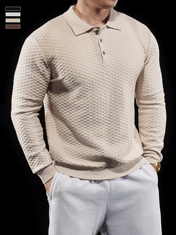 Men’s Long Sleeve Knit Polo Sweater