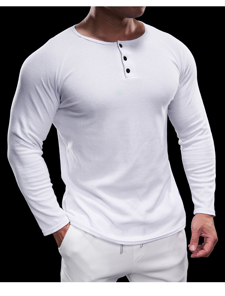 Men’s Compression Long Sleeve Henry Shirt New