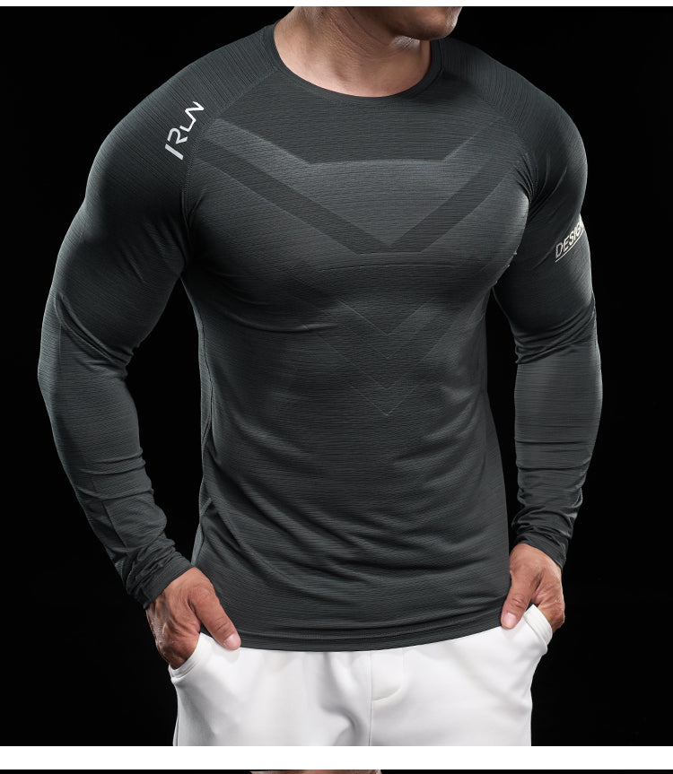 Men’s Quick-Dry Compression Long Sleeve Sports Shirt for Running & Training