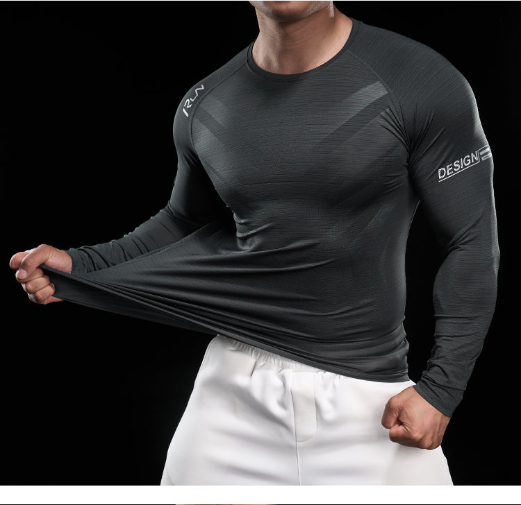 Men’s Quick-Dry Compression Long Sleeve Sports Shirt for Running & Training