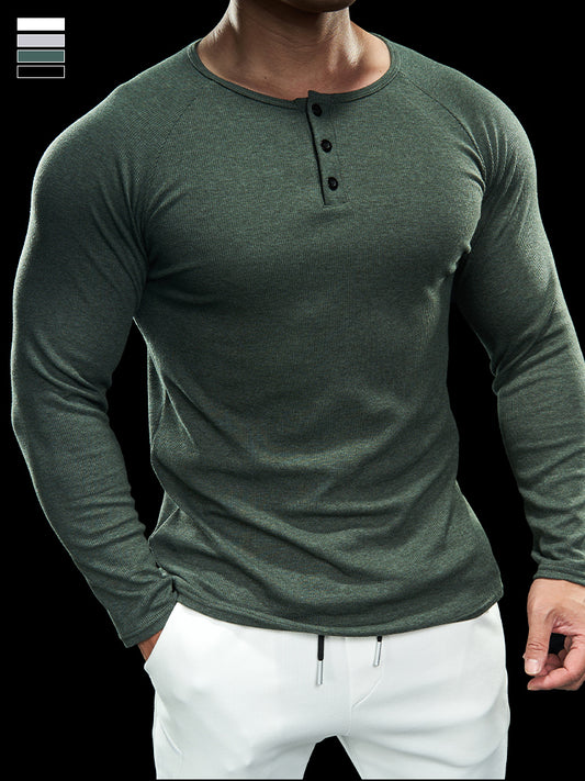 Men’s Compression Long Sleeve Henry Shirt