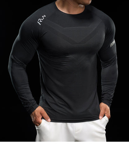 Men’s Quick-Dry Compression Long Sleeve Sports Shirt for Running & Training