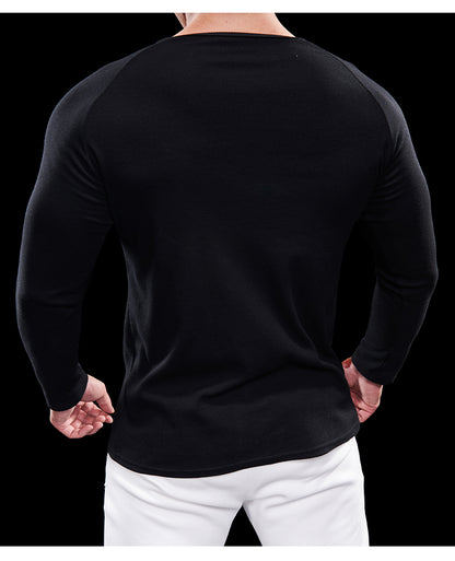 Men’s Compression Long Sleeve Henry Shirt New