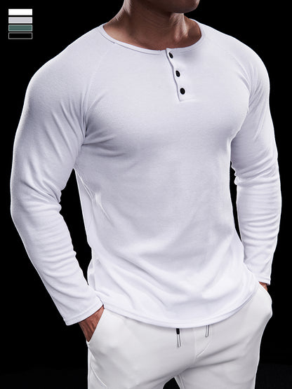 Men’s Compression Long Sleeve Henry Shirt New