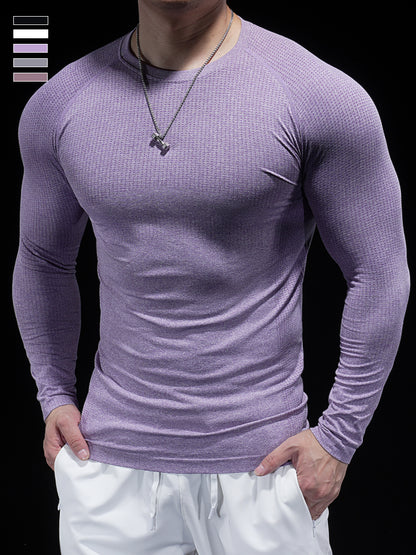 Men’s Seamless Jacquard Quick-Dry Long Sleeve Training Shirt