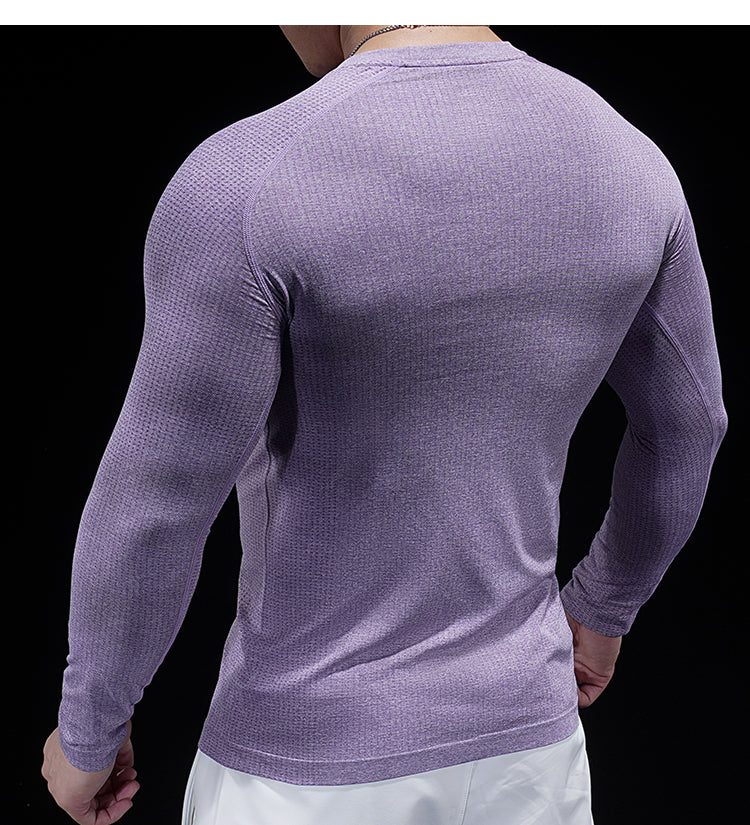 Men’s Seamless Jacquard Quick-Dry Long Sleeve Training Shirt