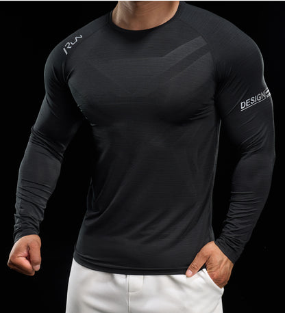 Men’s Quick-Dry Compression Long Sleeve Sports Shirt for Running & Training