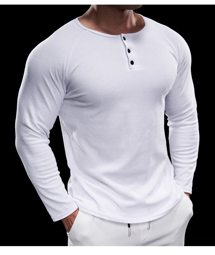 Men’s Compression Long Sleeve Henry Shirt New