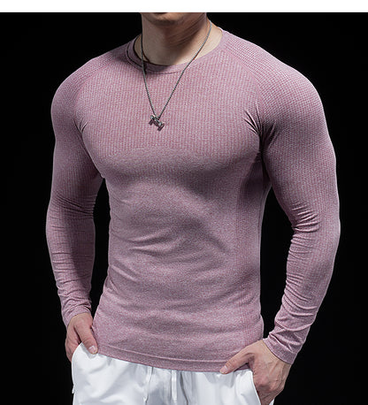 Men’s Seamless Jacquard Quick-Dry Long Sleeve Training Shirt