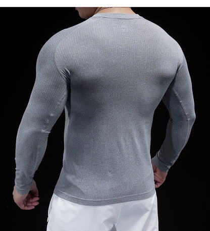 Men’s Seamless Jacquard Quick-Dry Long Sleeve Training Shirt