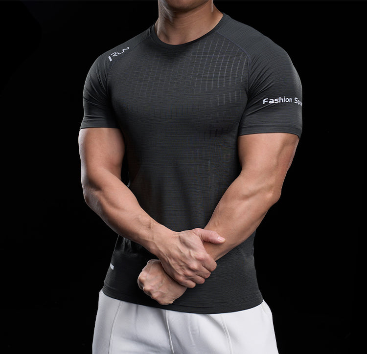 Men’s Quick-Dry High-Stretch Sports Tee for Running & Training
