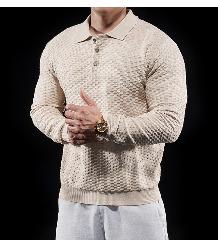 Men’s Long Sleeve Knit Polo Sweater