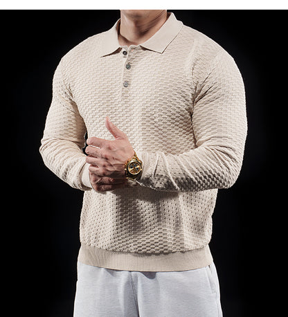 Men’s Long Sleeve Knit Polo Sweater