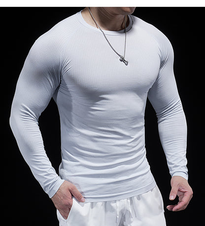 Men’s Seamless Jacquard Quick-Dry Long Sleeve Training Shirt