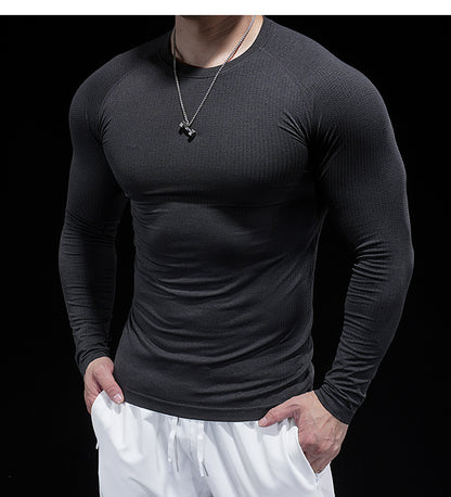 Men’s Seamless Jacquard Quick-Dry Long Sleeve Training Shirt