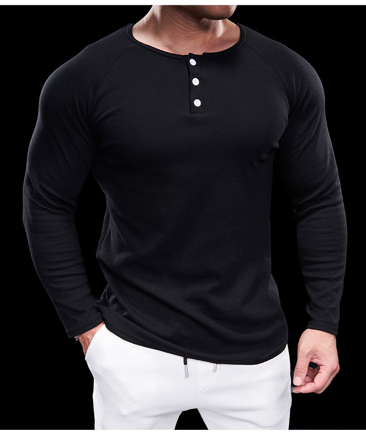 Men’s Compression Long Sleeve Henry Shirt New