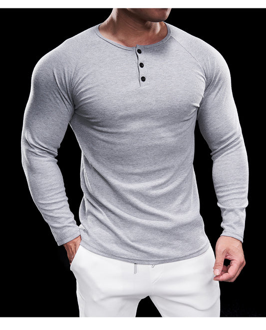 Men’s Compression Long Sleeve Henry Shirt New