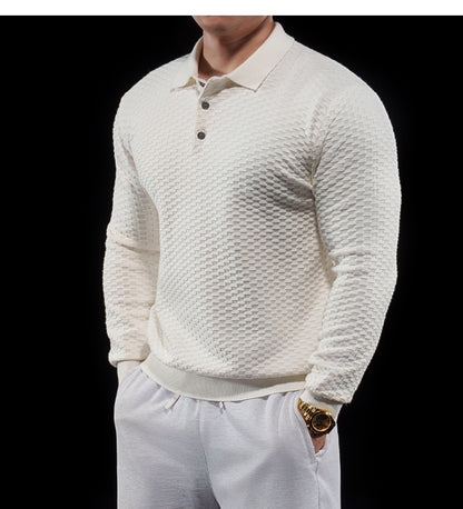 Men’s Long Sleeve Knit Polo Sweater