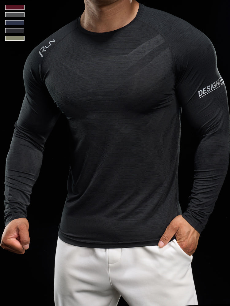 Men’s Quick-Dry Compression Long Sleeve Sports Shirt for Running & Training