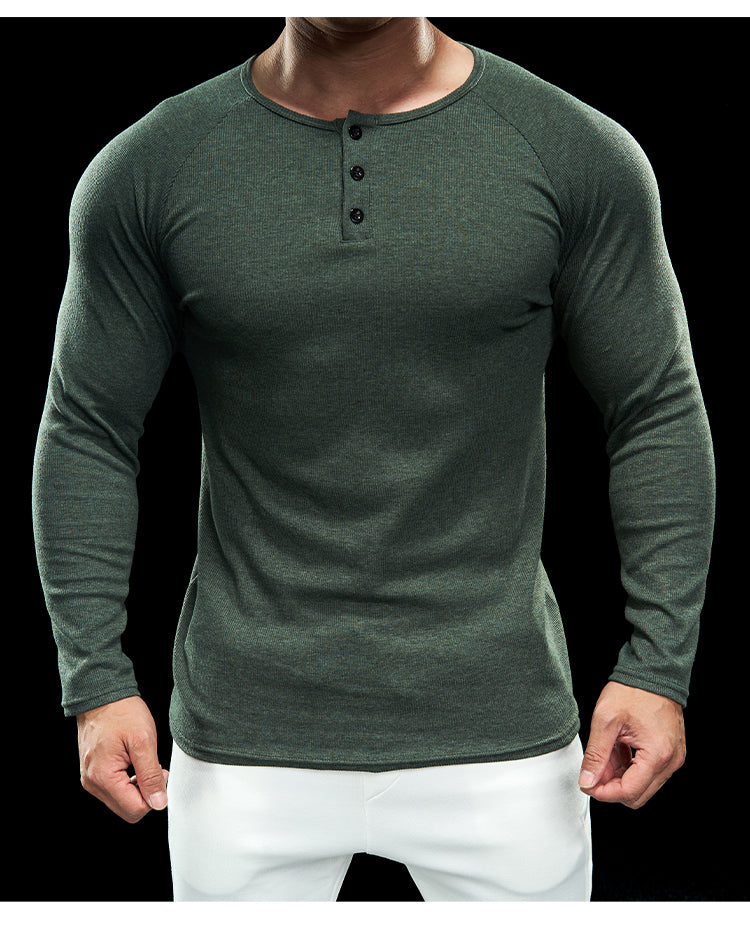 Men’s Compression Long Sleeve Henry Shirt New