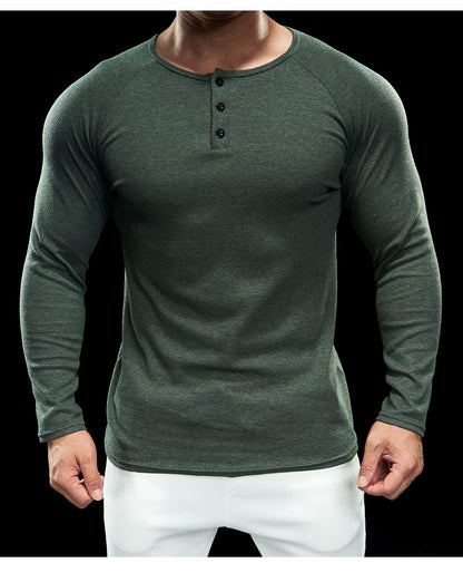 Men’s Compression Long Sleeve Henry Shirt New
