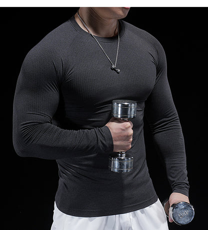 Men’s Seamless Jacquard Quick-Dry Long Sleeve Training Shirt