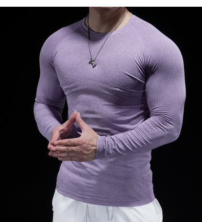 Men’s Seamless Jacquard Quick-Dry Long Sleeve Training Shirt