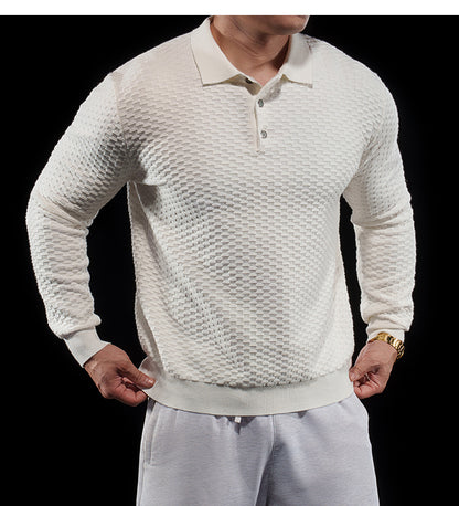 Men’s Long Sleeve Knit Polo Sweater