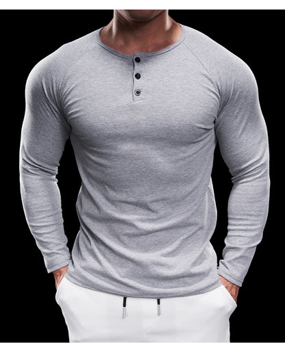 Men’s Compression Long Sleeve Henry Shirt New