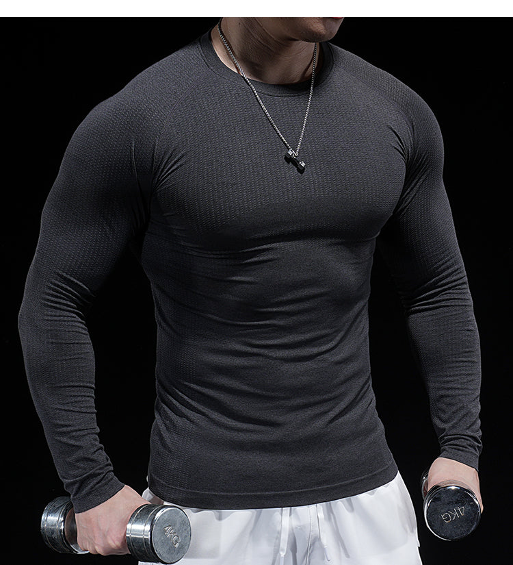 Men’s Seamless Jacquard Quick-Dry Long Sleeve Training Shirt