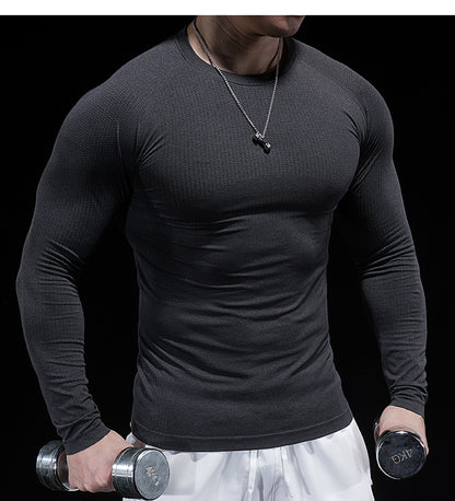 Men’s Seamless Jacquard Quick-Dry Long Sleeve Training Shirt