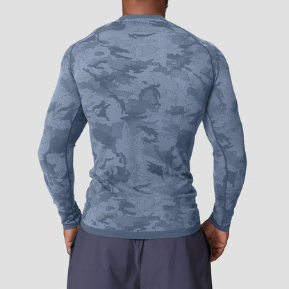 Seamless Jacquard Slim Fit Quick-Dry Long Sleeve Gym Tee