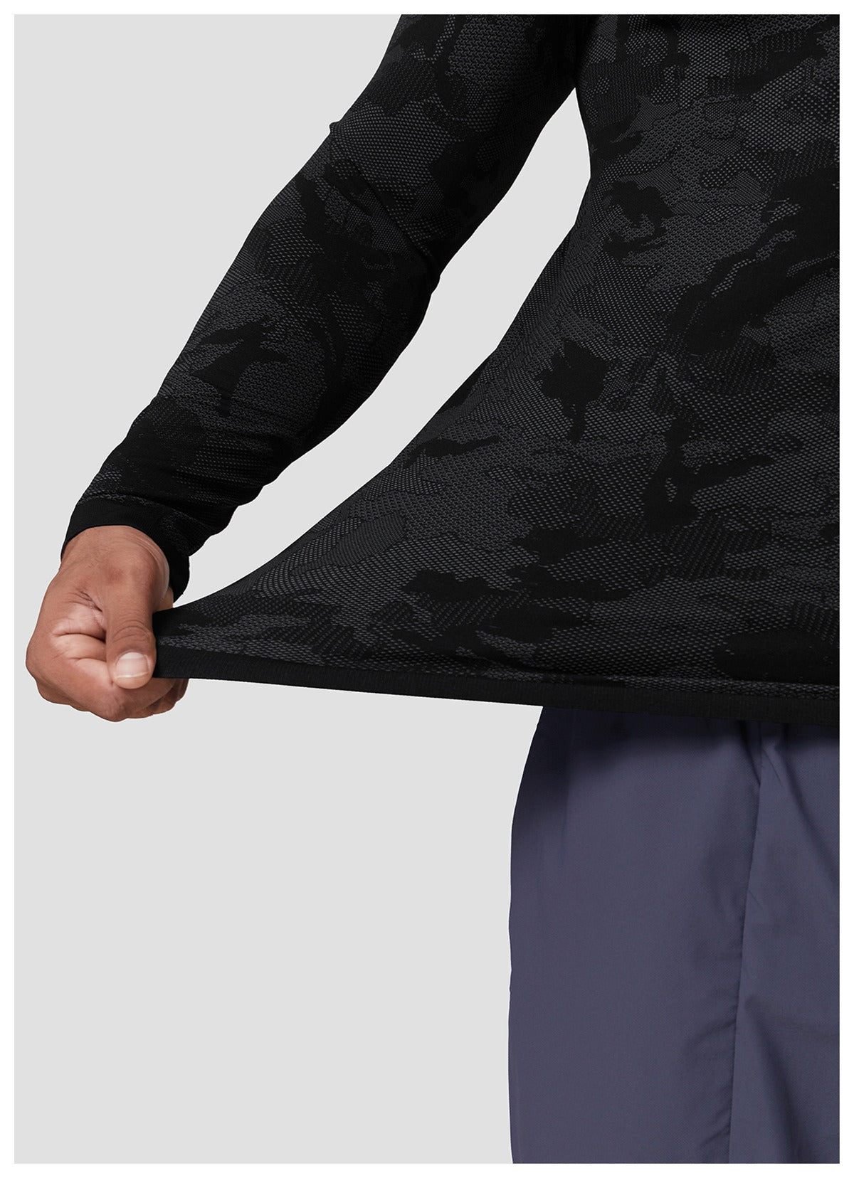 Seamless Jacquard Slim Fit Quick-Dry Long Sleeve Gym Tee