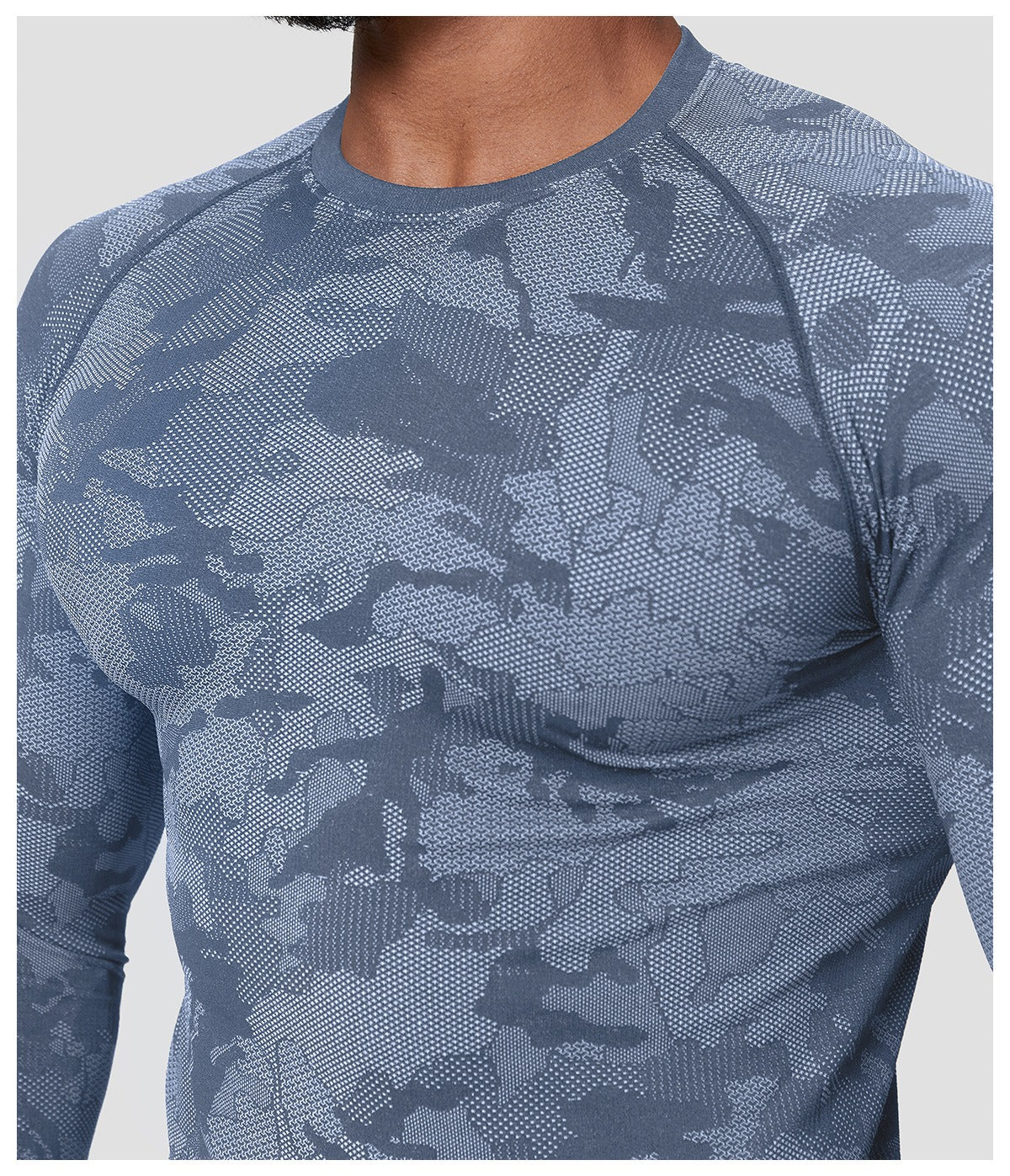 Seamless Jacquard Slim Fit Quick-Dry Long Sleeve Gym Tee