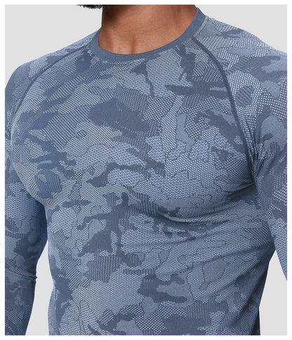 Seamless Jacquard Slim Fit Quick-Dry Long Sleeve Gym Tee
