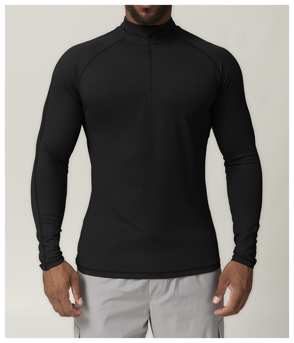 Men’s Quick-Dry Zip Long Sleeve Sports Tee for Running & Training