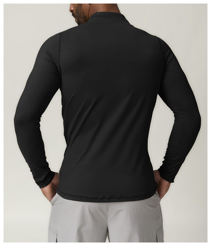 Men’s Quick-Dry Zip Long Sleeve Sports Tee for Running & Training