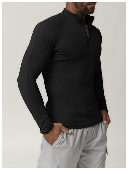 Men’s Quick-Dry Zip Long Sleeve Sports Tee for Running & Training