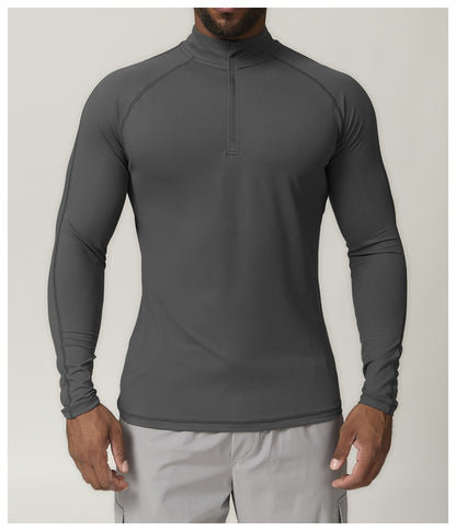 Men’s Quick-Dry Zip Long Sleeve Sports Tee for Running & Training